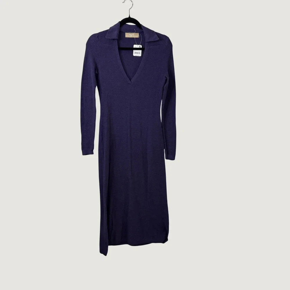 Free People Free-Est Plum Purple Cotton Linen Knit Midi Dress Minimalist XS NWT